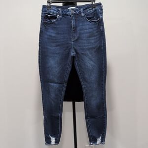 KanCan Dark Blue Distressed Hem Jeans